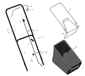 Handle And Bag Assembly Diagram and Parts List for 205210X14A 2001 Briggs and Stratton Lawn Mower